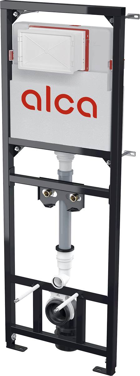 A108F/1500 Montagerahmen mit Kasten für Ausguss, Abfluss DN90/110 und Wandarmatur Anschluss