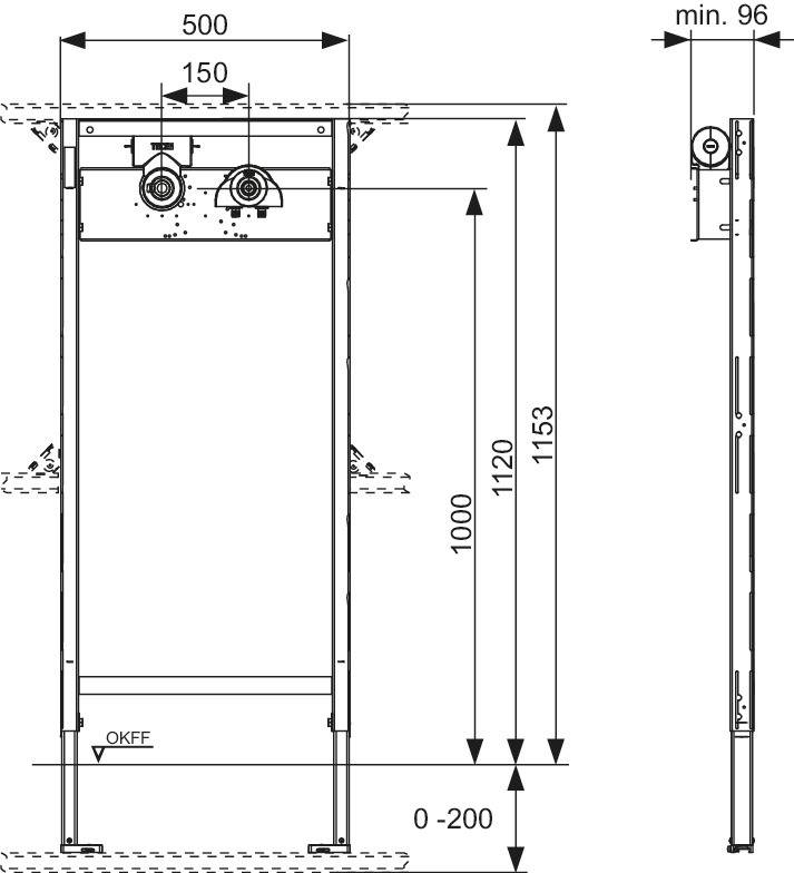 TECEprofil Bad-/Duschmodul 1120mm f. Aufputz-Armaturen m Hygienebox