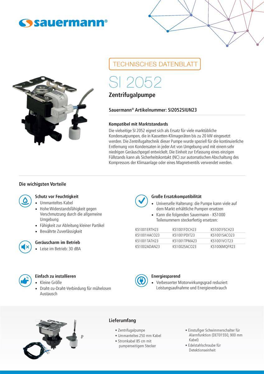 Sauermann SI 2052 universelle Austauschpumpe