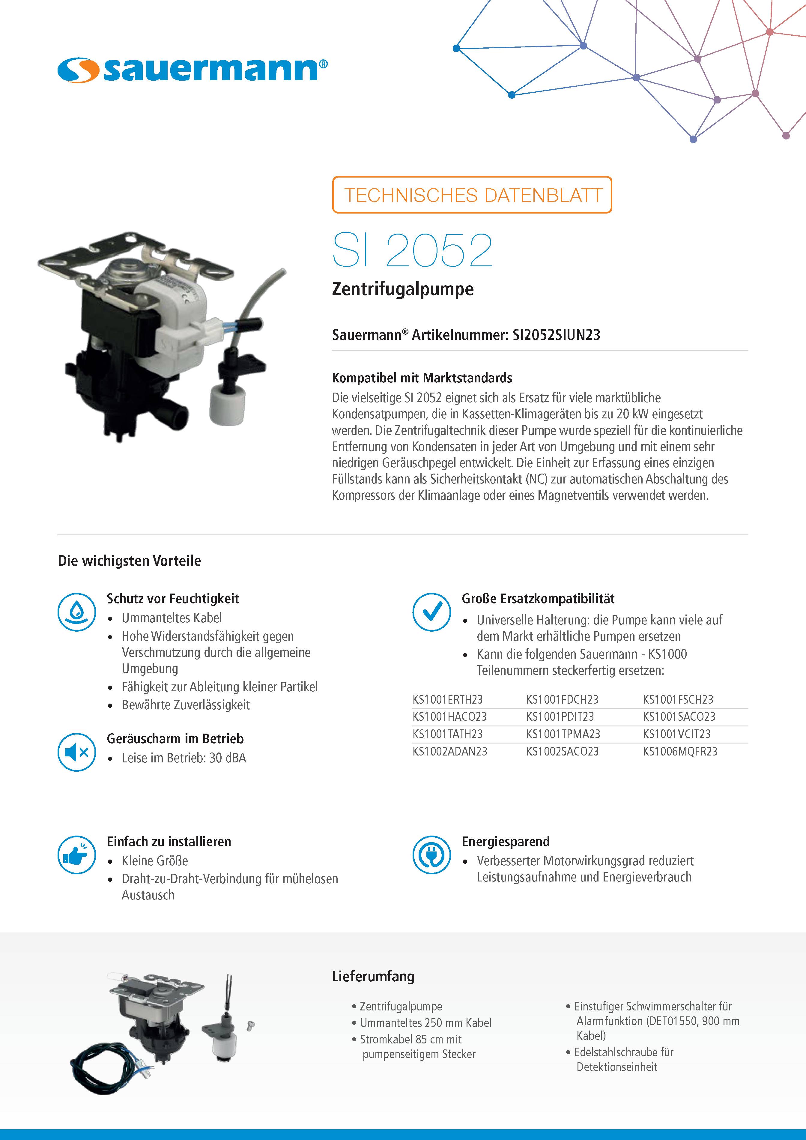 Sauermann SI 2052 universelle Austauschpumpe
