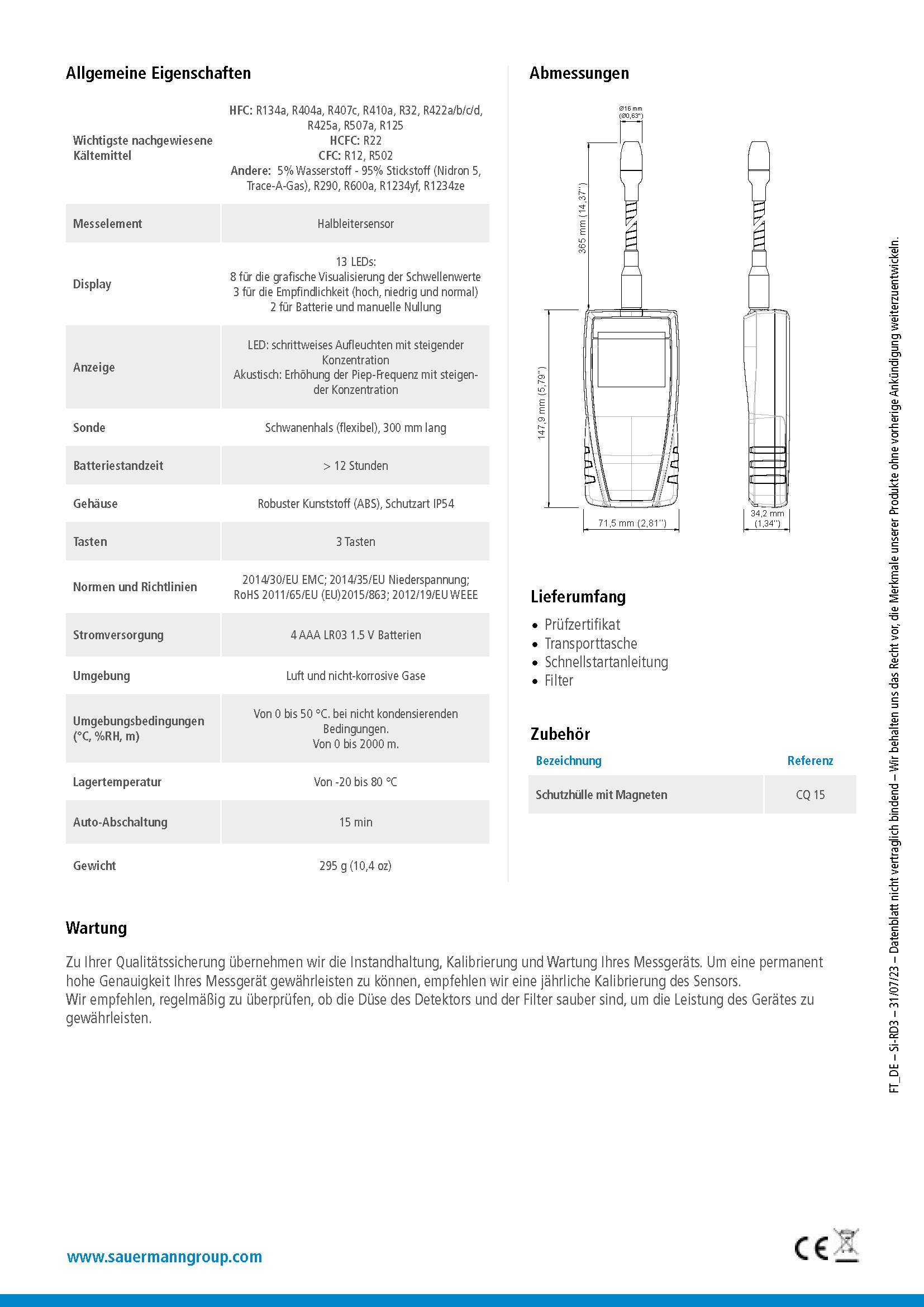 Sauermann Si-RD3 Kältemittel-Lecksuchgerät