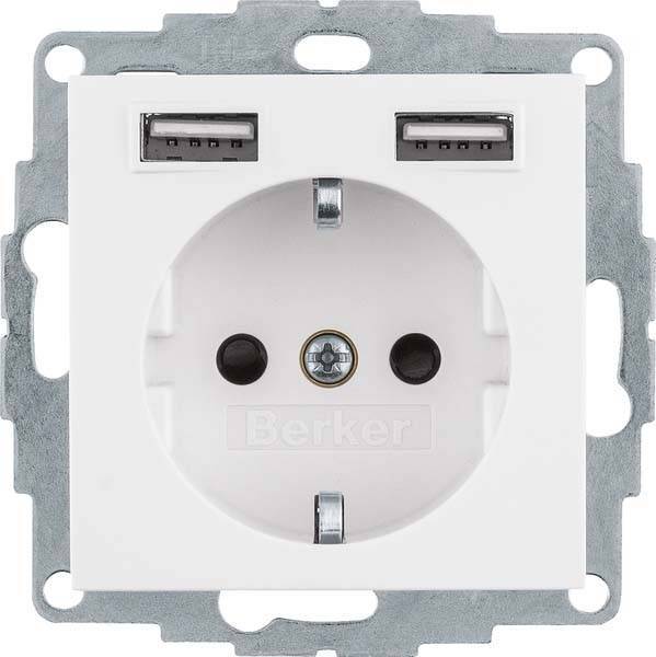 Berker Steckdose SCHUKO/USB Q.x 48036089 polarw.samt Install.Baumaterial Schaltermat/Geb.Steu