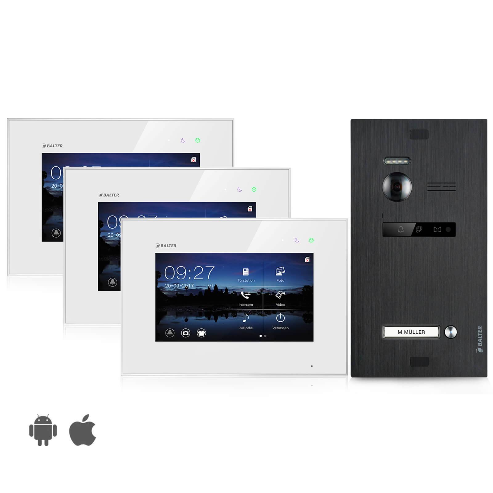 Balter EVO Video Türsprechanlage ✓ Touchscreen 7 Zoll Monitor ✓ 2-Draht Bus ✓ Türstation für 1 Familienhaus Türklingel ✓ 150° Weitwinkel-