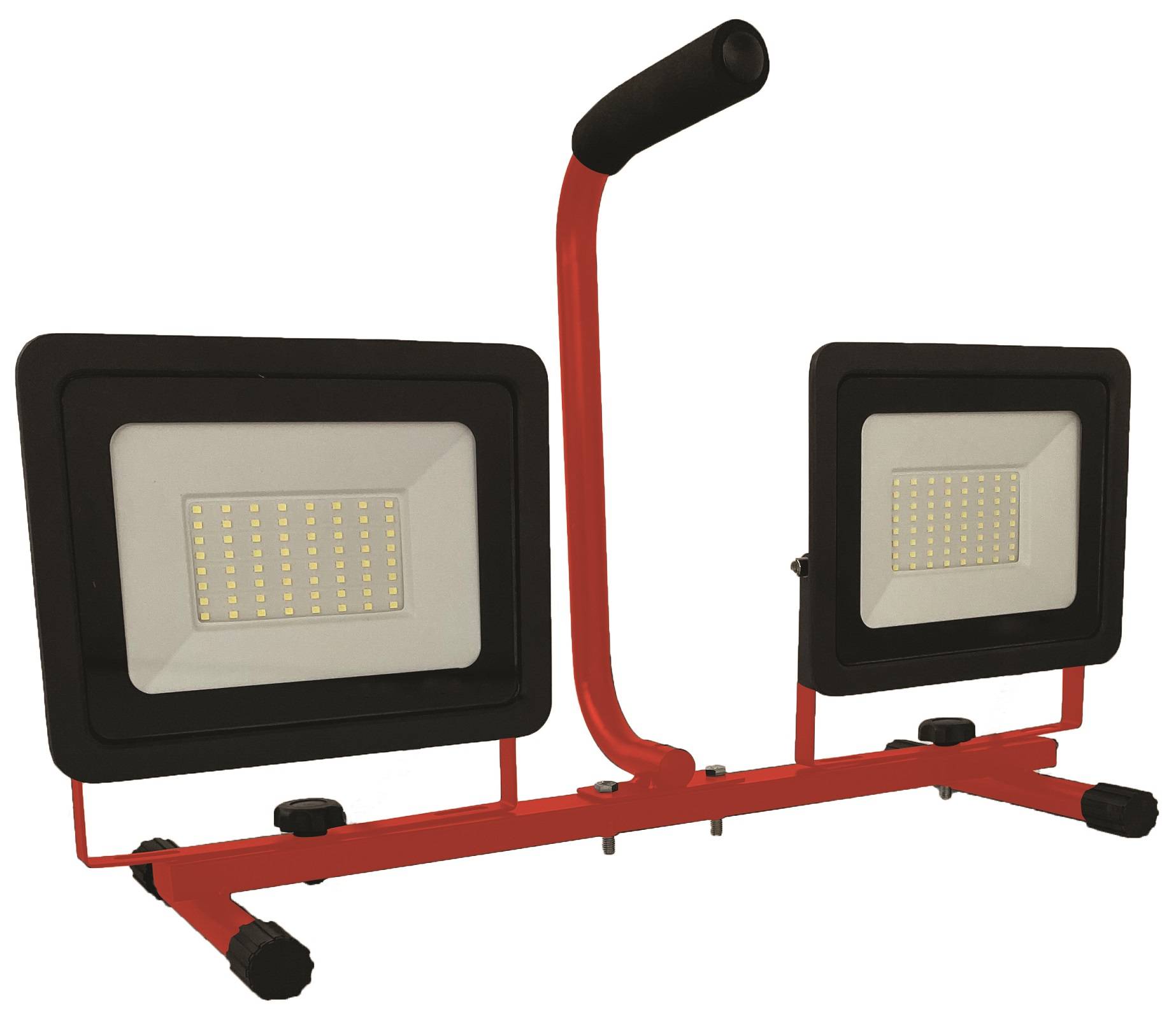 BOXTEC LED 100W (2x50W) Strahler auf Teleskopstativ 5m Gummikabel IP65-100 Watt (2 x 50W) Leuchten abnehmbar