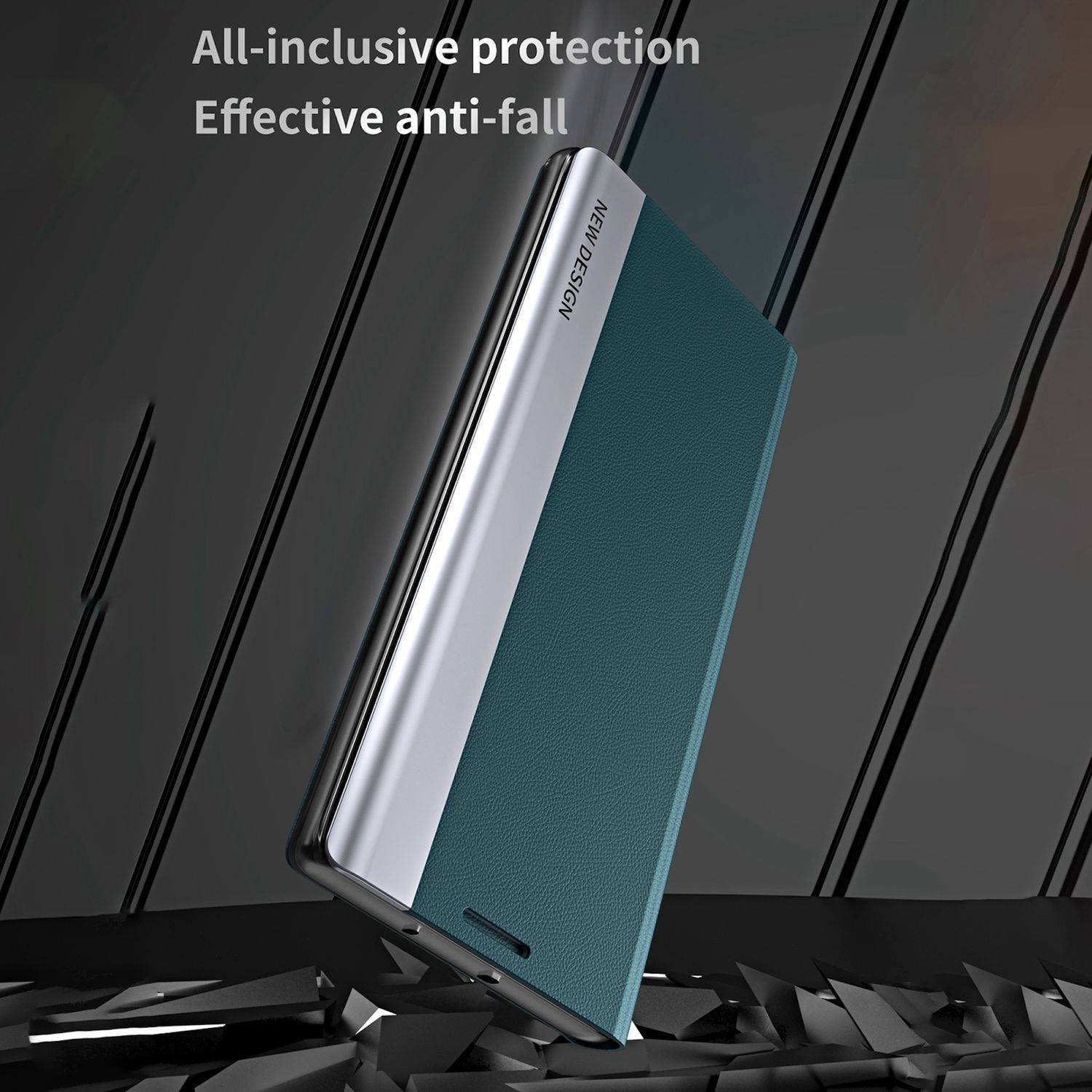 Für Xiaomi 14T Design Electroplated Flip Kunstleder Schutz Handy Hülle Schwarz