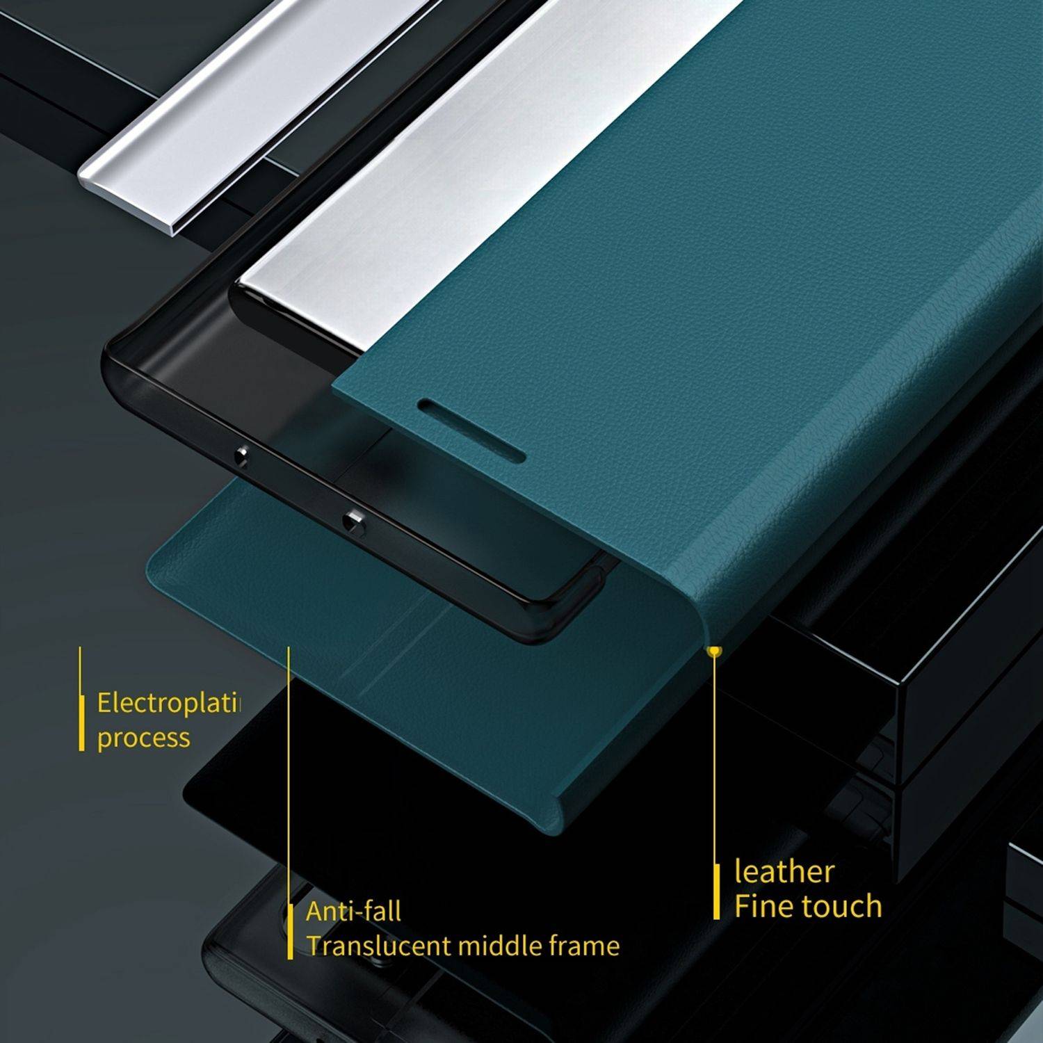 Für Xiaomi 14T Design Electroplated Flip Kunstleder Schutz Handy Hülle Schwarz