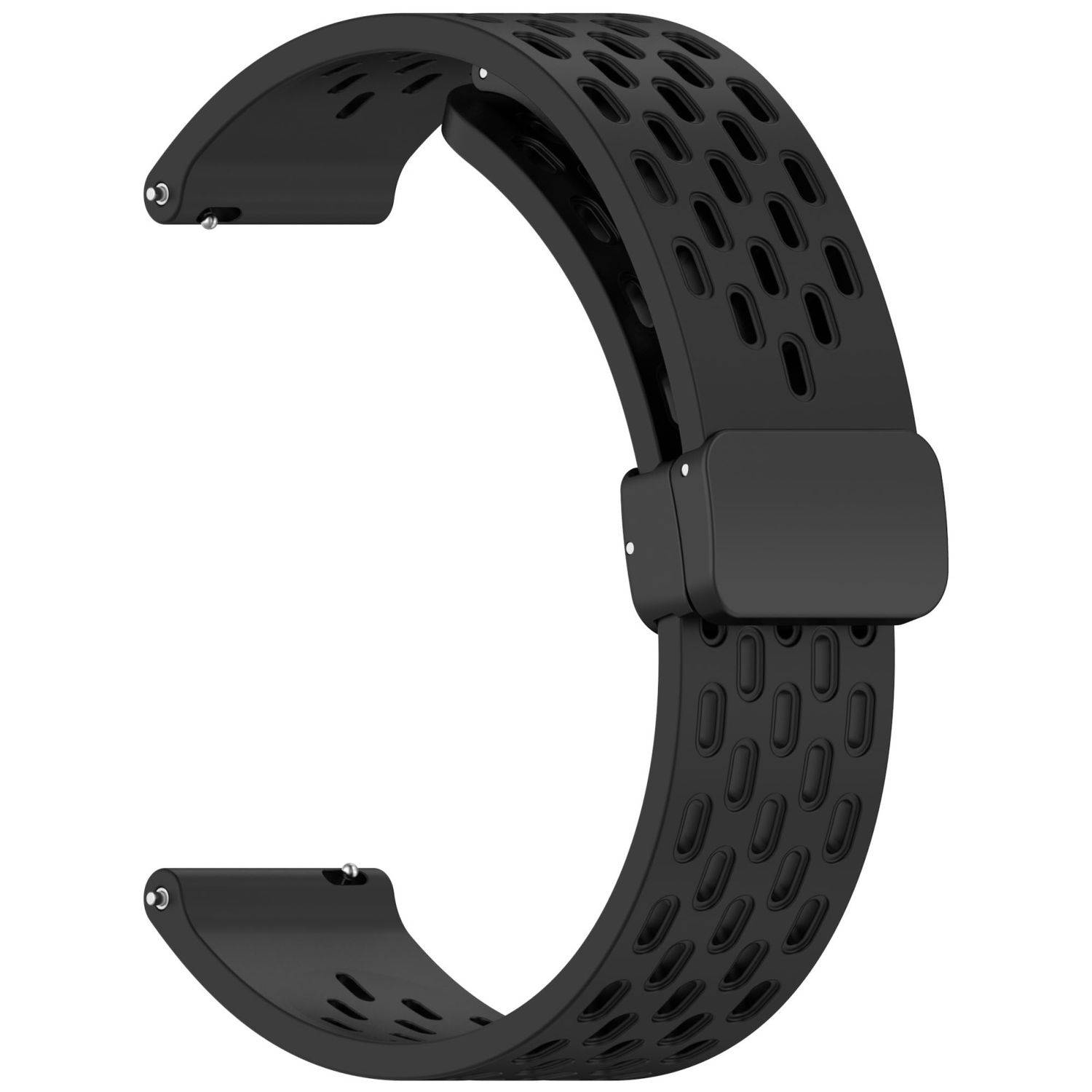 Für Huawei Watch GT 5 Pro 42mm Silikon Armband mit Magnetverschluss Schwarz