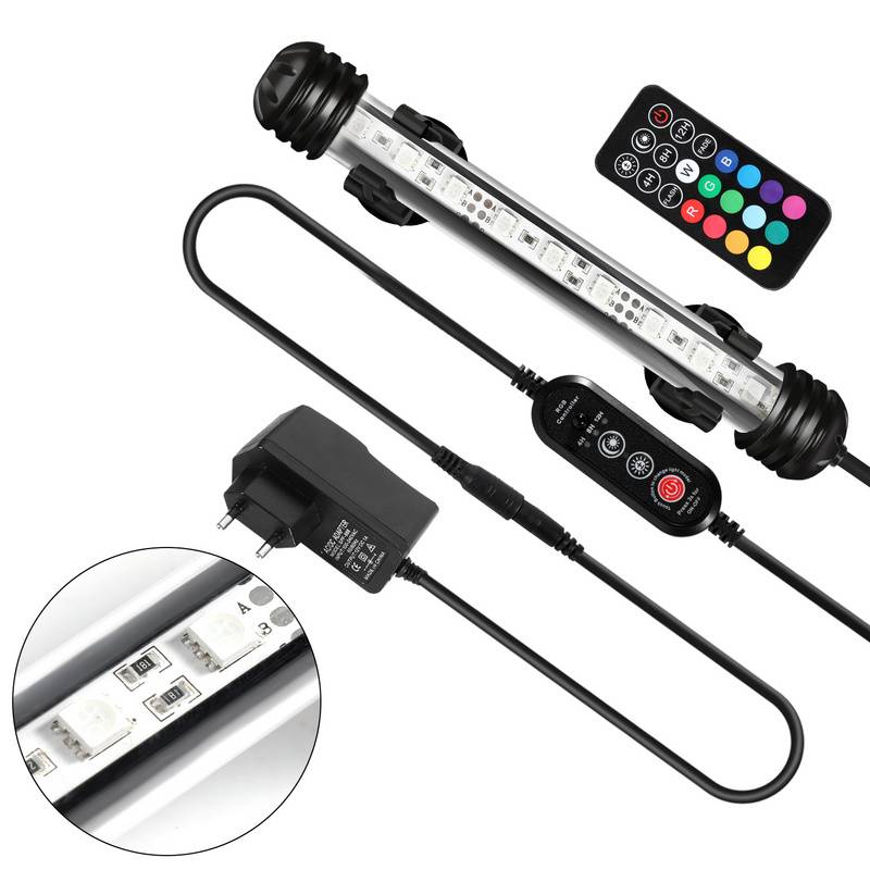 28,5 cm LED Aquarium Lampe Tank Leuchte RGB Dimmbar Unterwasser Beleuchtung mit Fernbedienung