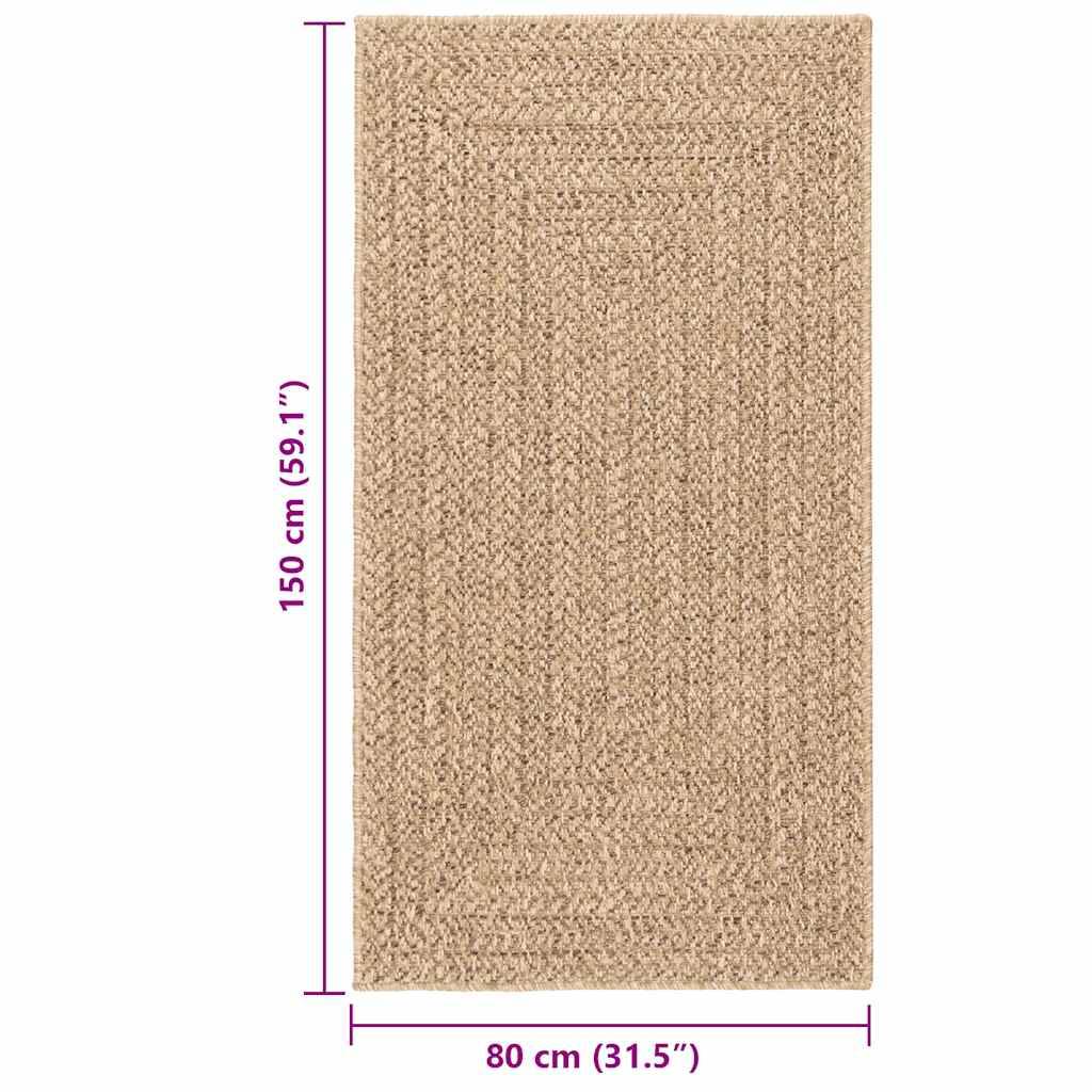 vidaXL Teppich 80x150 cm Jute-Optik Innen und Außen