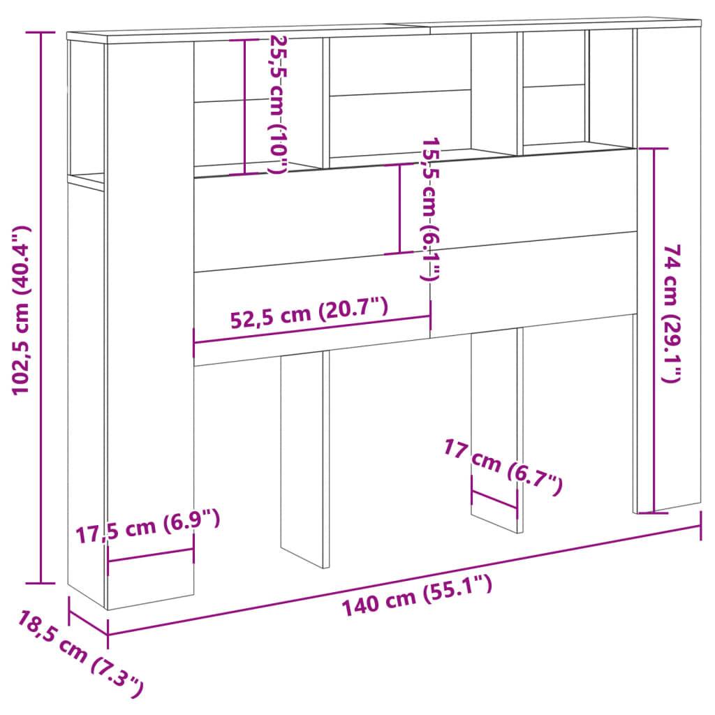vidaXL Kopfteil mit Stauraum Altholz-Optik 140x18,5x102,5 cm