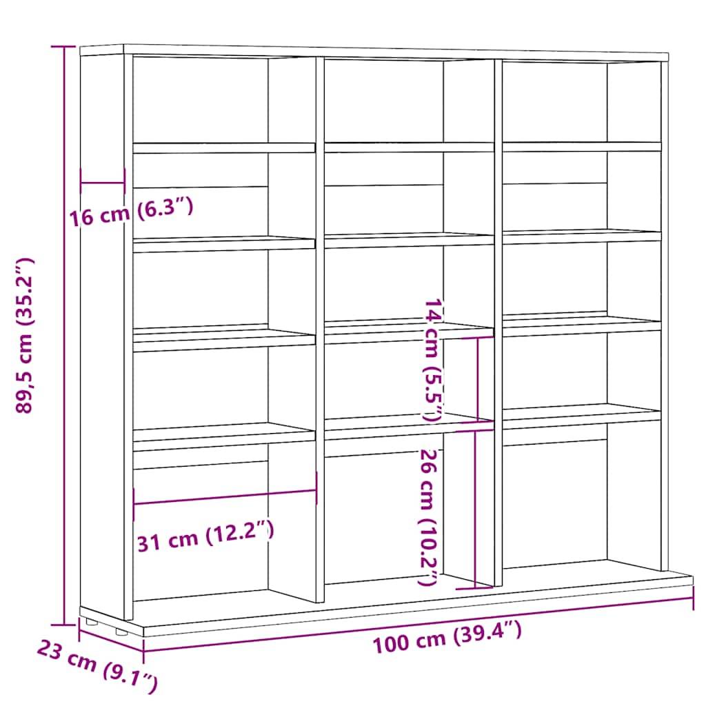 vidaXL CD-Regal Artisan-Eiche 100x23x89,5 cm Holzwerkstoff