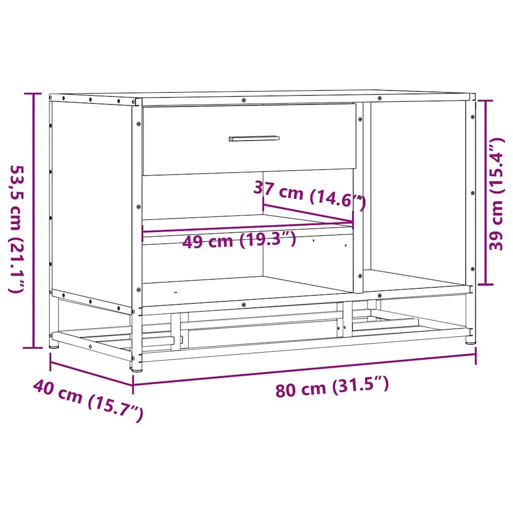 vidaXL Schuhbank Räuchereiche 80x40x53,5 cm Holzwerkstoff und Metall