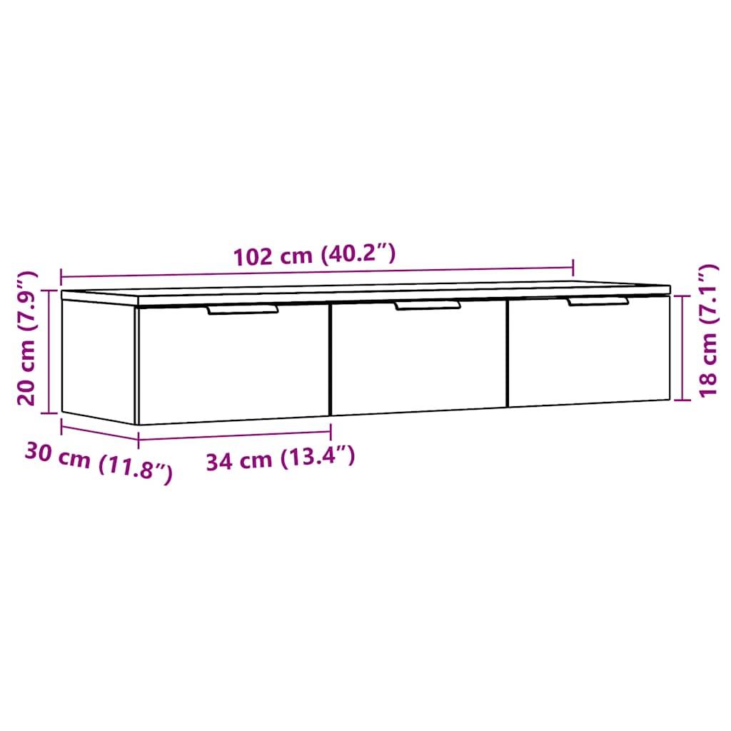vidaXL Wandschrank Altholz-Optik 102x30x20 cm Holzwerkstoff