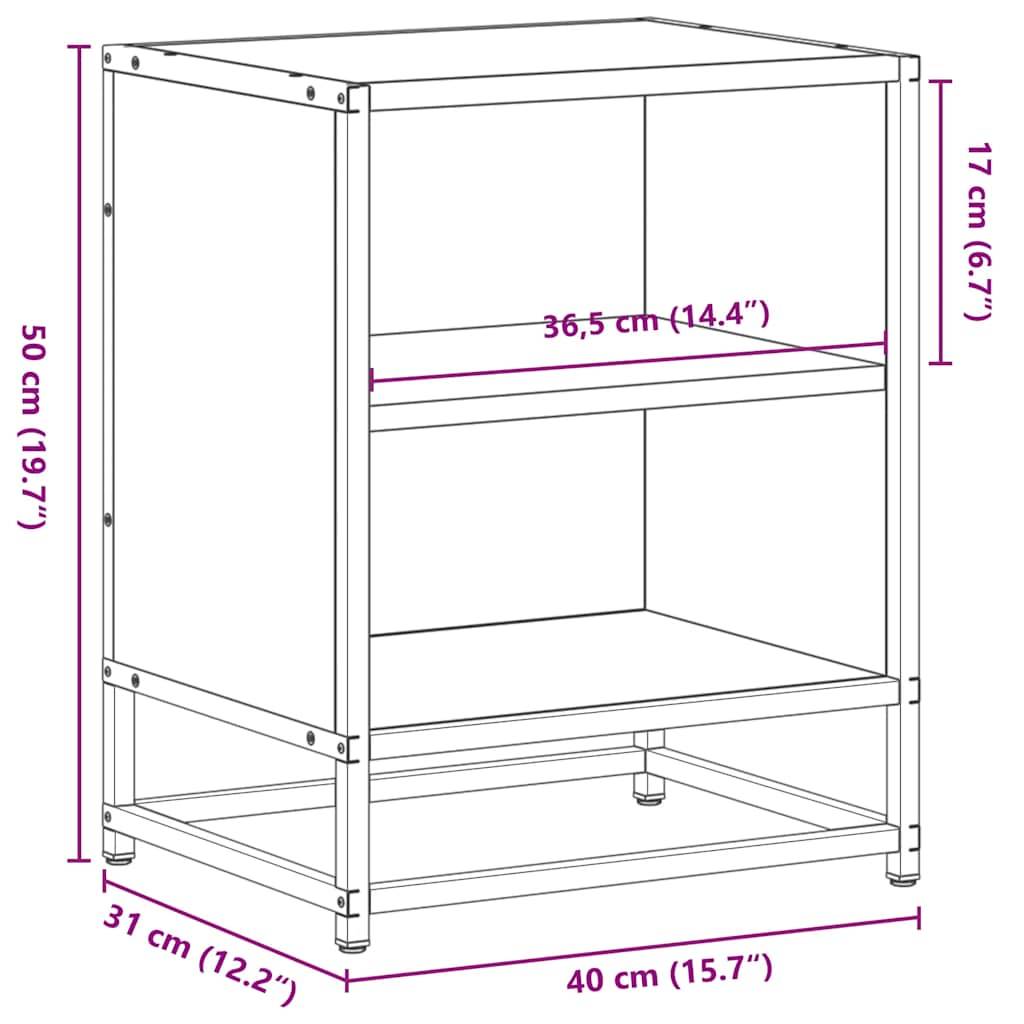 vidaXL Nachttisch Sonoma-Eiche 40x31x50 cm Holzwerkstoff und Metall