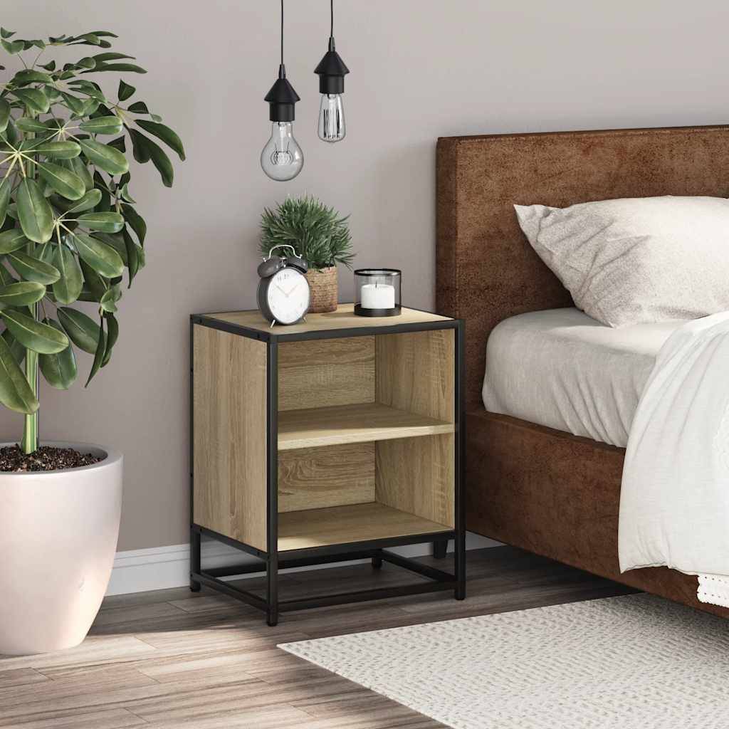vidaXL Nachttisch Sonoma-Eiche 40x31x50 cm Holzwerkstoff und Metall