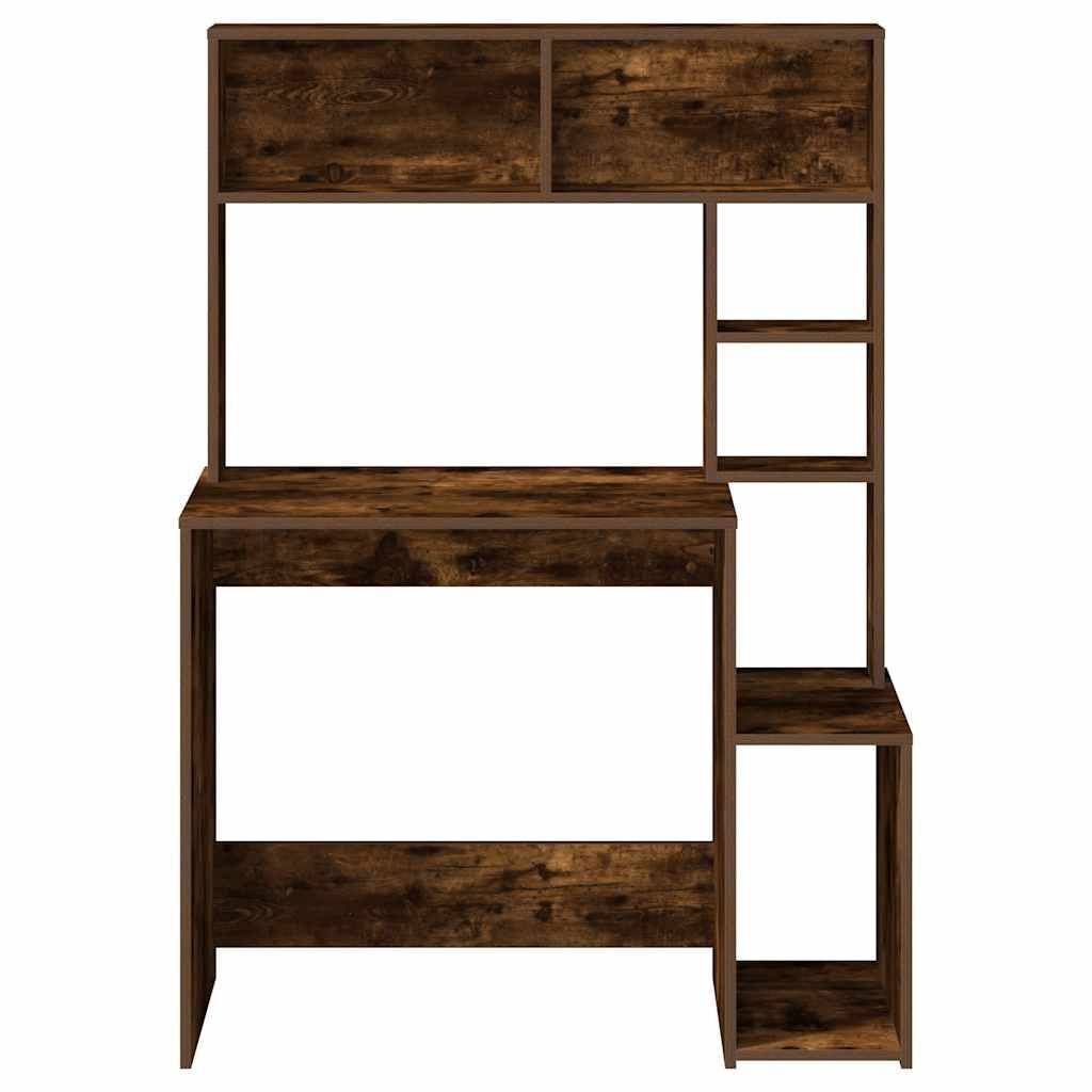 vidaXL Schreibtisch mit Regal Räuchereiche 100x45x140 cm Holzwerkstoff
