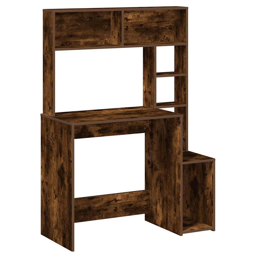 vidaXL Schreibtisch mit Regal Räuchereiche 100x45x140 cm Holzwerkstoff