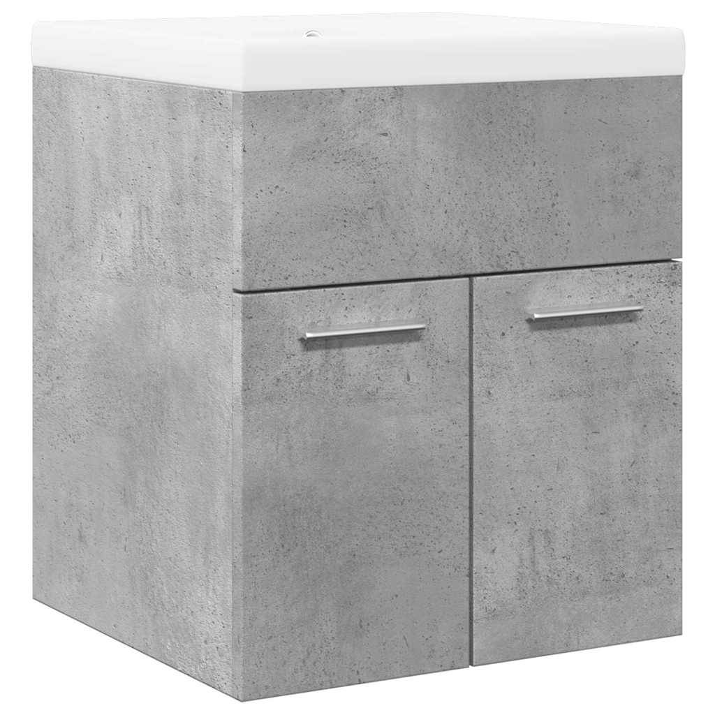 vidaXL 2-tlg. Badmöbel-Set Betongrau Holzwerkstoff