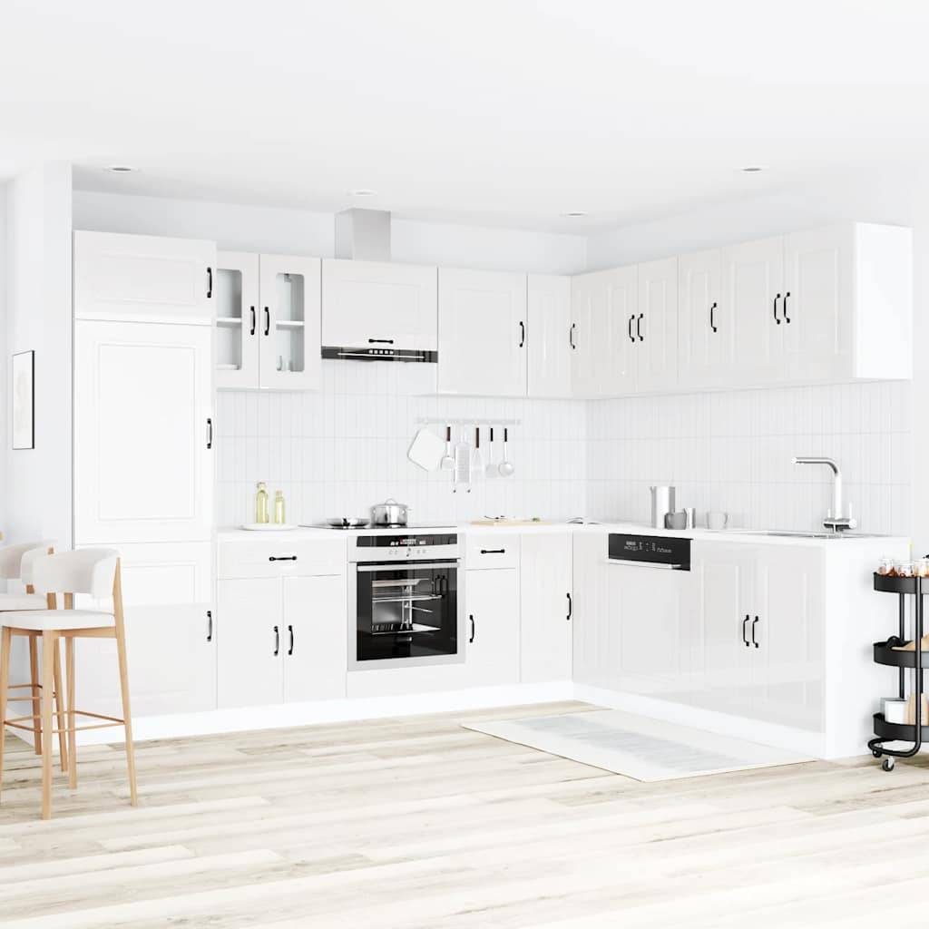 vidaXL 14-tlg. Küchenschrank-Set Kalmar Hochglanz-Weiß Holzwerkstoff