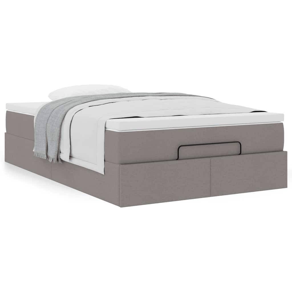 vidaXL Ottoman-Bett mit Matratze Taupe 120x190 cm Stoff