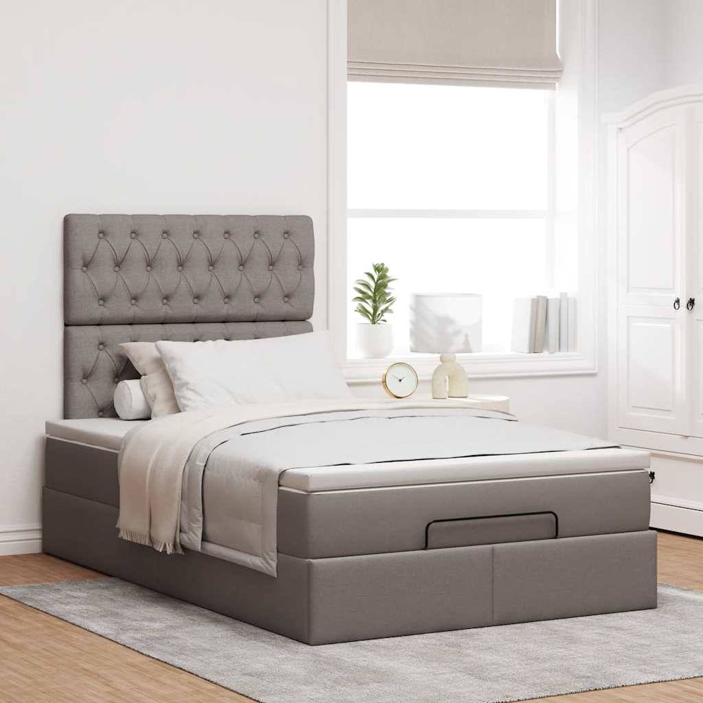 vidaXL Ottoman-Bett mit Matratze Taupe 120x190 cm Stoff
