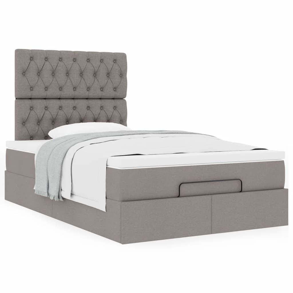 vidaXL Ottoman-Bett mit Matratze Taupe 120x190 cm Stoff