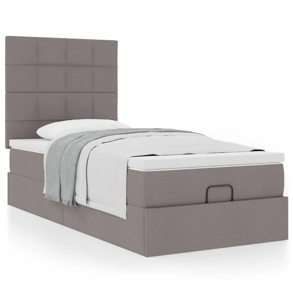 vidaXL Ottoman-Bett mit Matratze Taupe 80x200 cm Stoff