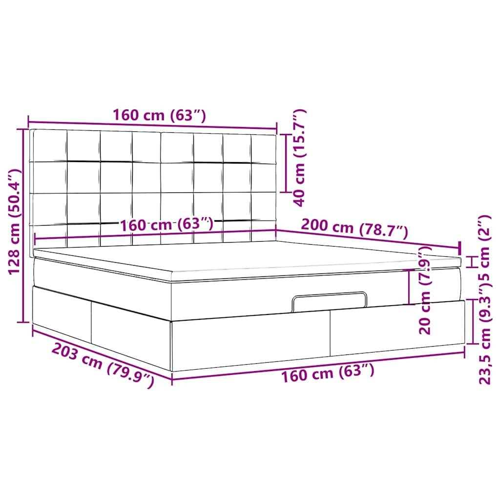 vidaXL Ottoman-Bett mit Matratze Dunkelbraun 160x200 cm Stoff