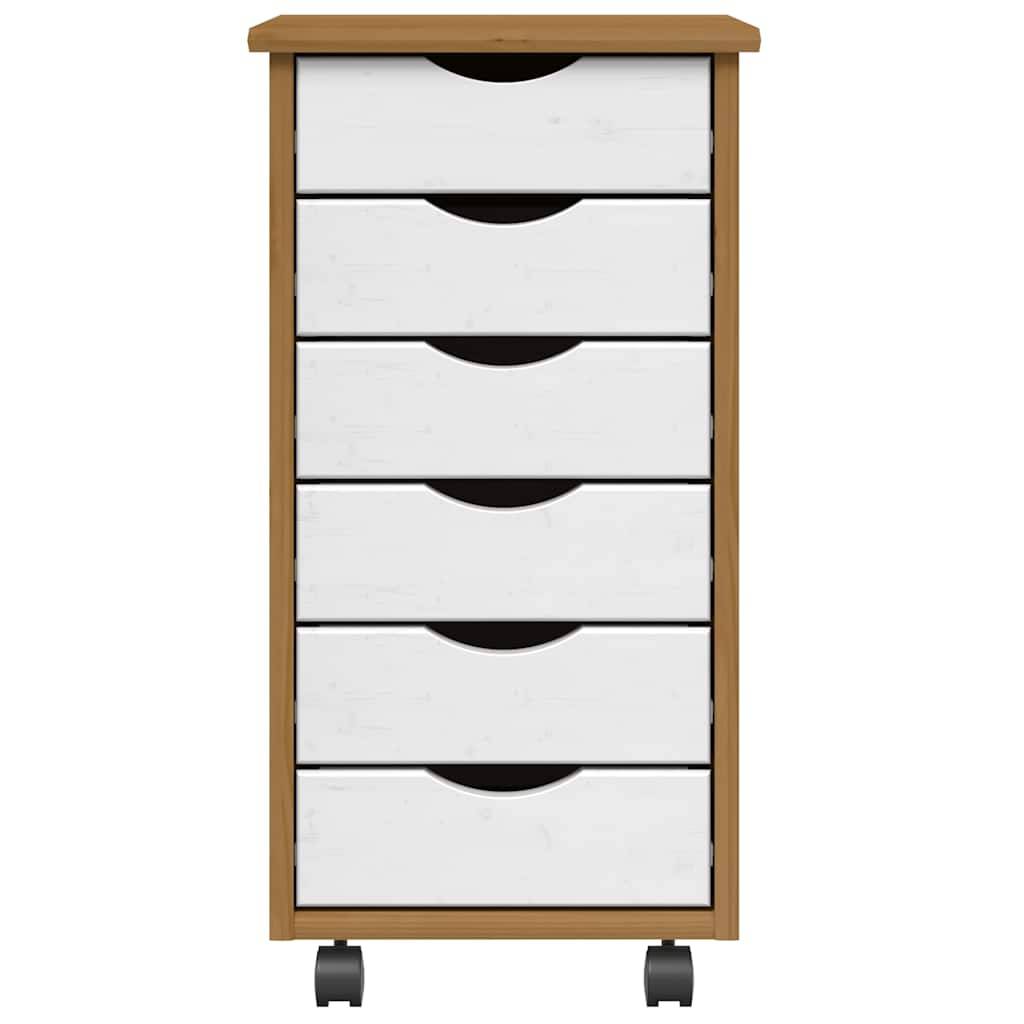 vidaXL Rollschrank mit Schubladen MOSS Honigbraun Massivholz Kiefer
