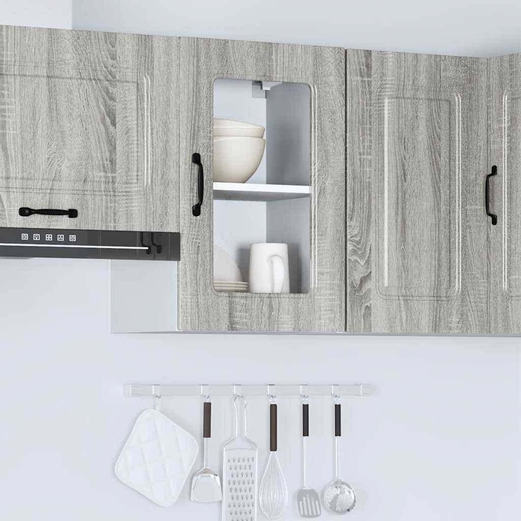 vidaXL Küchen-Hängeschrank mit Glastür Kalmar Grau Sonoma Holzwerkstoff