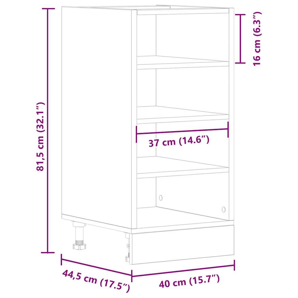 vidaXL Unterschrank Riga Grau Sonoma 40x44,5x81,5 cm Holzwerkstoff