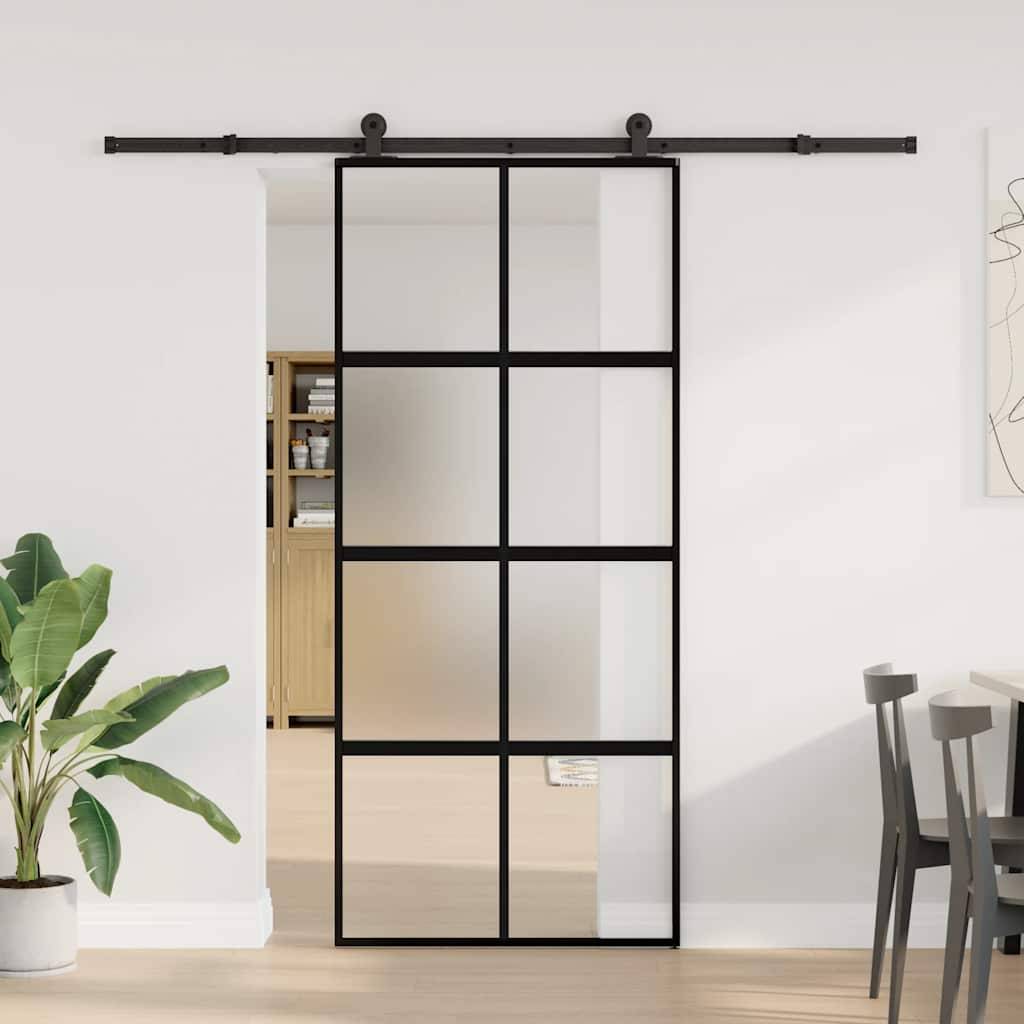 vidaXL Schiebetür mit Beschlag 90x205 cm Hartglas und Aluminium