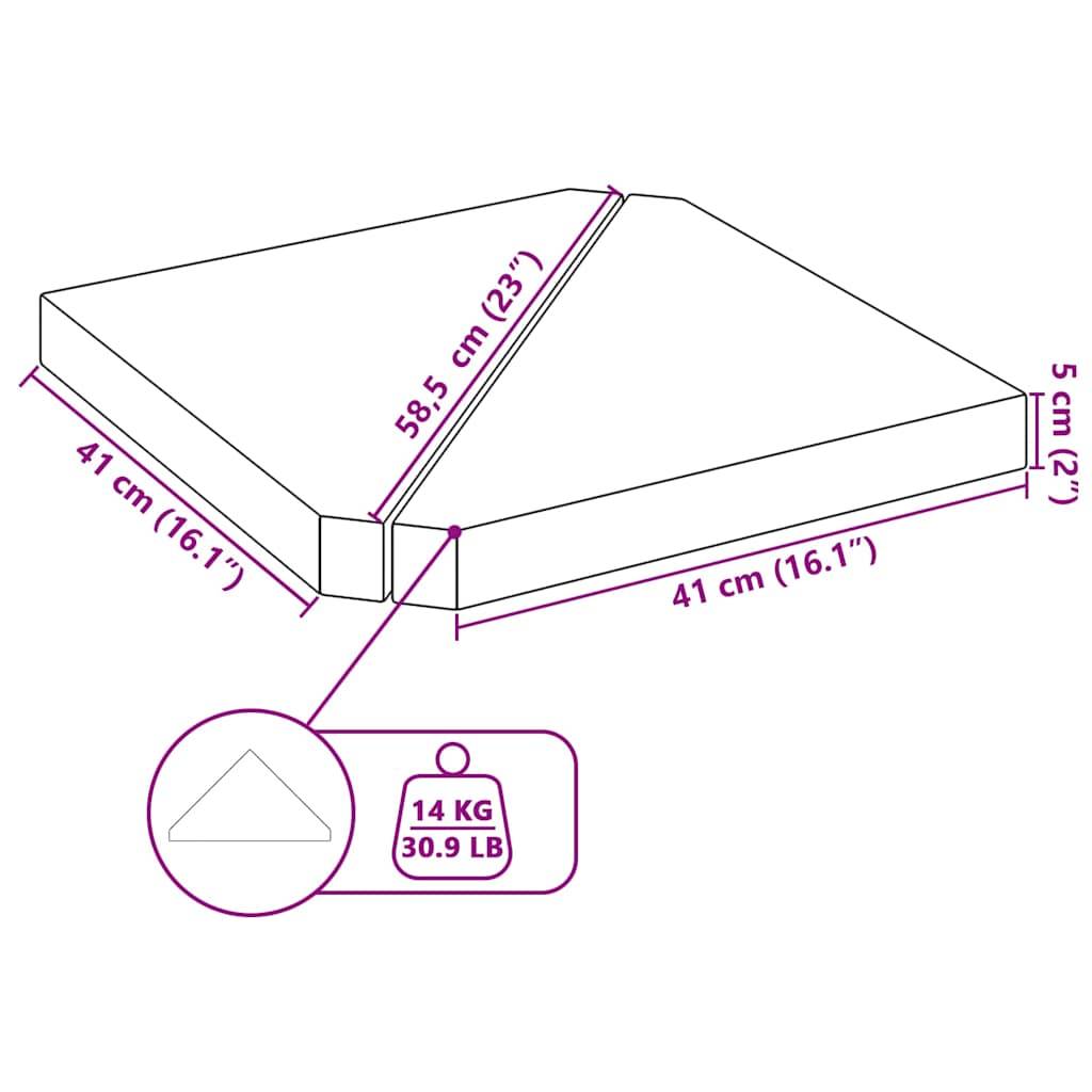 vidaXL Sonnenschirm-Gewichtsplatten 2 Stk. Grau Granit Dreieckig 14 kg