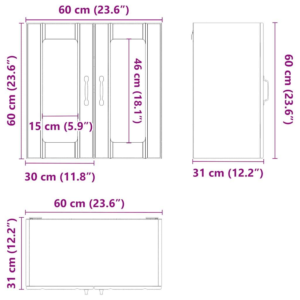 vidaXL Küchen-Hängeschrank mit Glastür Lucca Altholz-Optik Holzwerkstoff