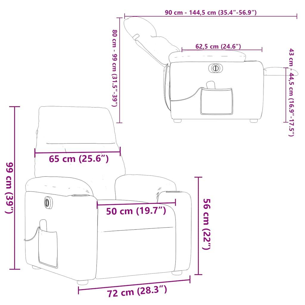 vidaXL Massagesessel Elektrisch Weinrot Stoff