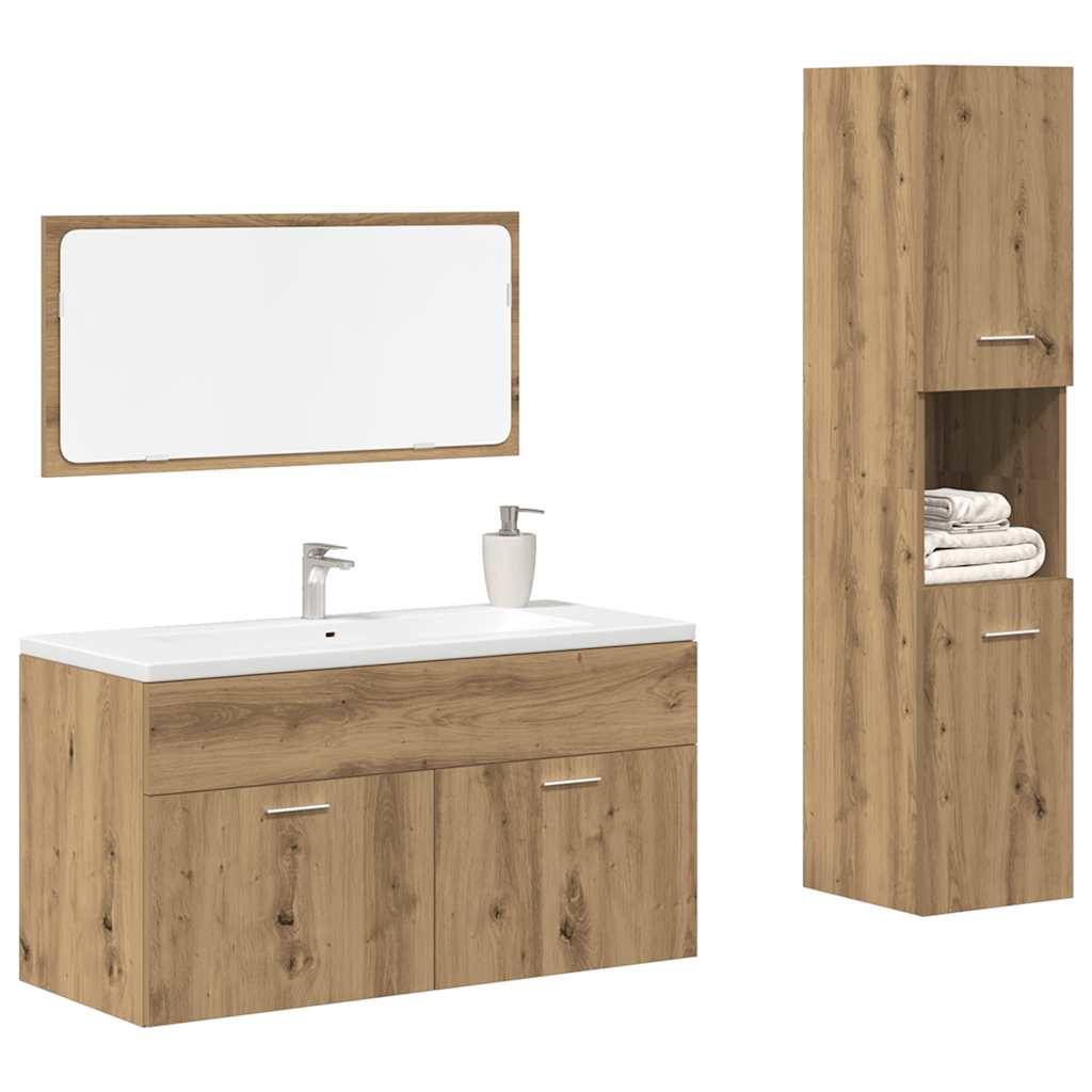 vidaXL 3-tlg. Badmöbel-Set Artisan-Eiche Holzwerkstoff