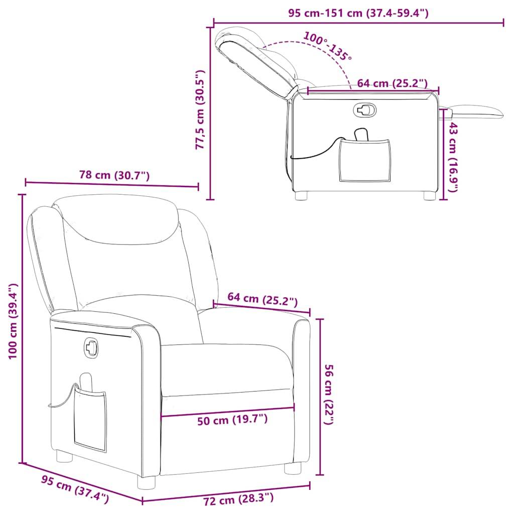 vidaXL Massagesessel Taupe Stoff