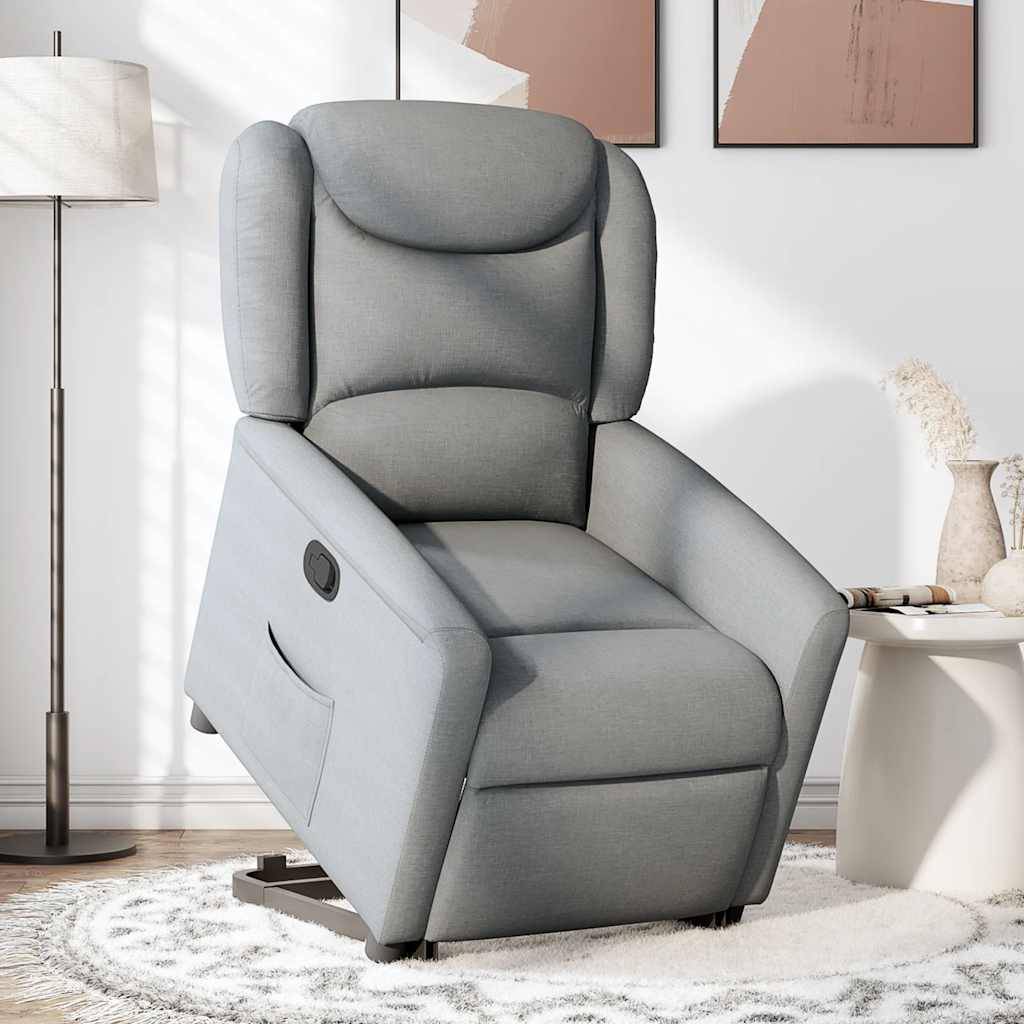 vidaXL Relaxsessel mit Aufstehhilfe Hellgrau Stoff
