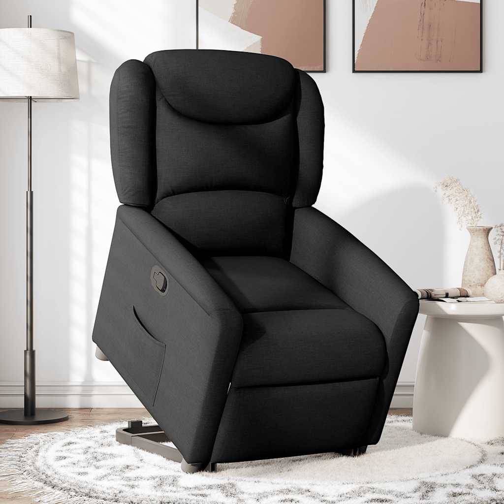 vidaXL Relaxsessel mit Aufstehhilfe Schwarz Stoff