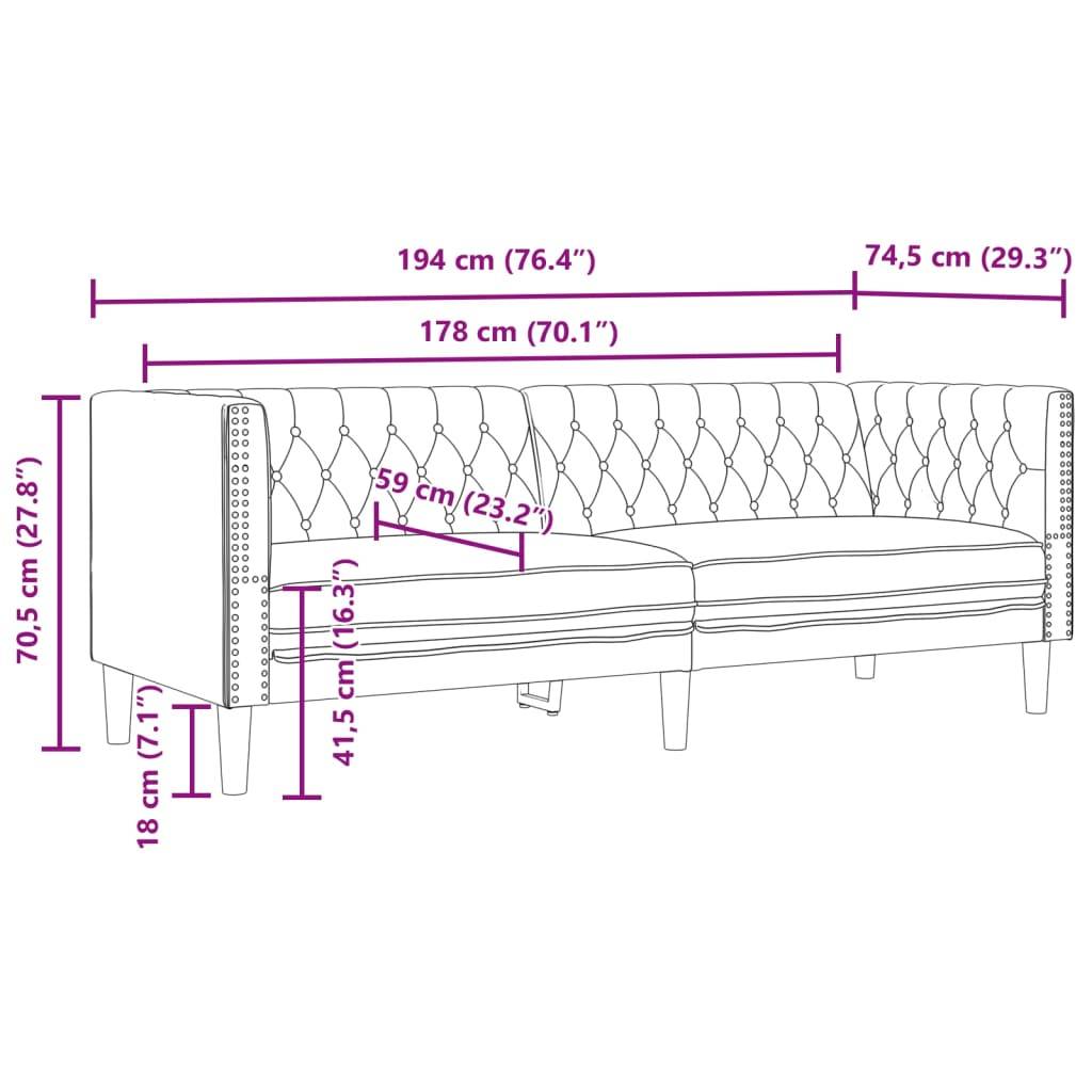 vidaXL Chesterfield-Sofa 3-Sitzer Cappuccino Kunstleder