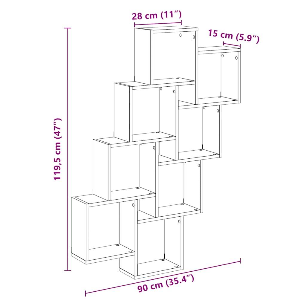 vidaXL Würfelregal Artisan-Eiche 90x15x119,5 cm Holzwerkstoff