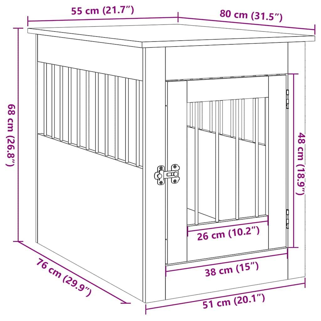 vidaXL Hundekäfig im Möbelstil Altholz-Optik 55x80x68 cm Holzwerkstoff