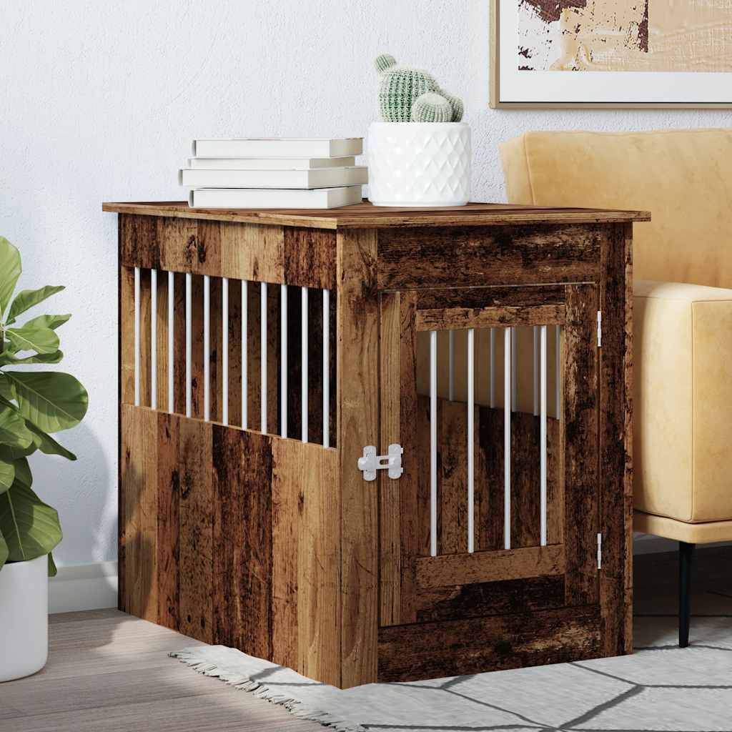 vidaXL Hundekäfig im Möbelstil Altholz-Optik 55x80x68 cm Holzwerkstoff