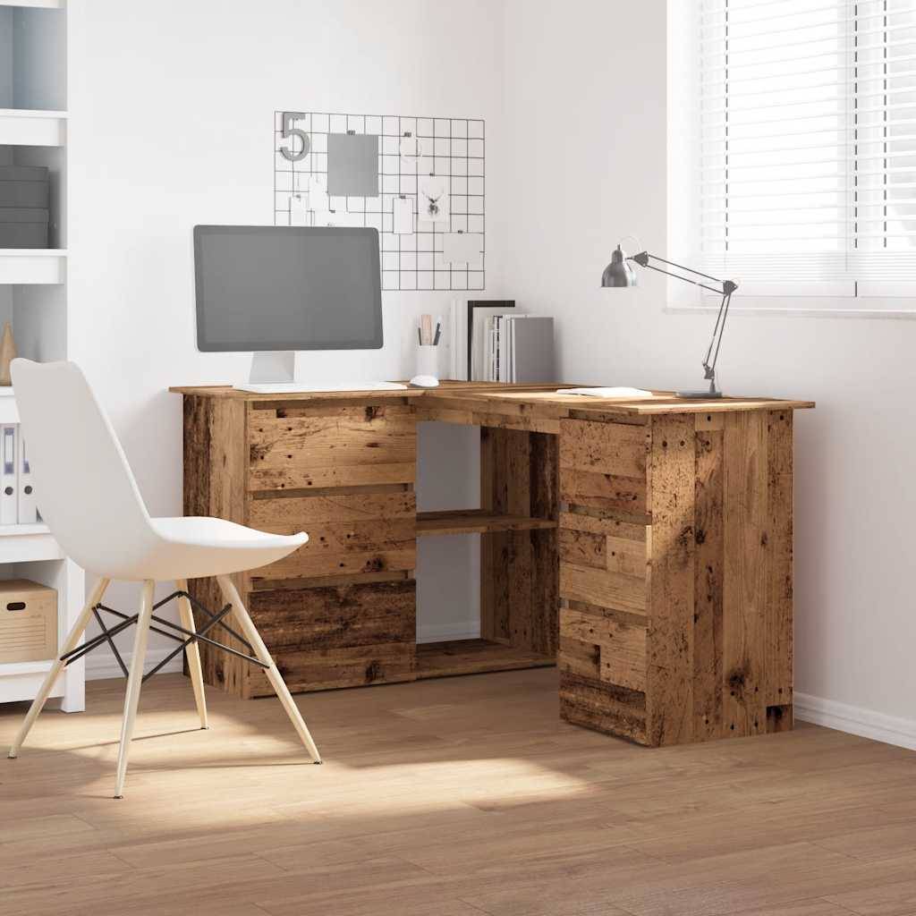 vidaXL Eckschreibtisch Altholz-Optik 145x100x76 cm Holzwerkstoff