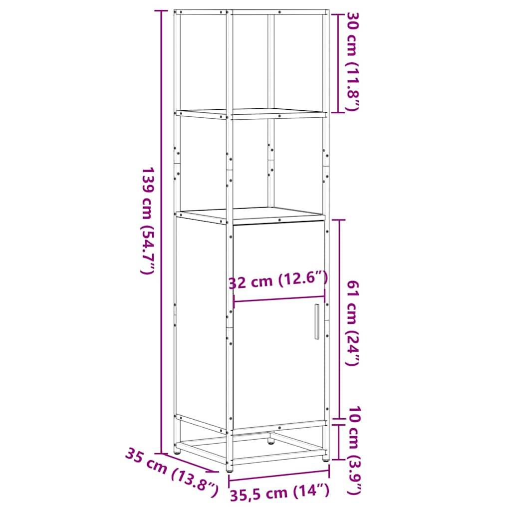 vidaXL Highboard Räuchereiche 35,5x35x139 cm Holzwerkstoff Metall