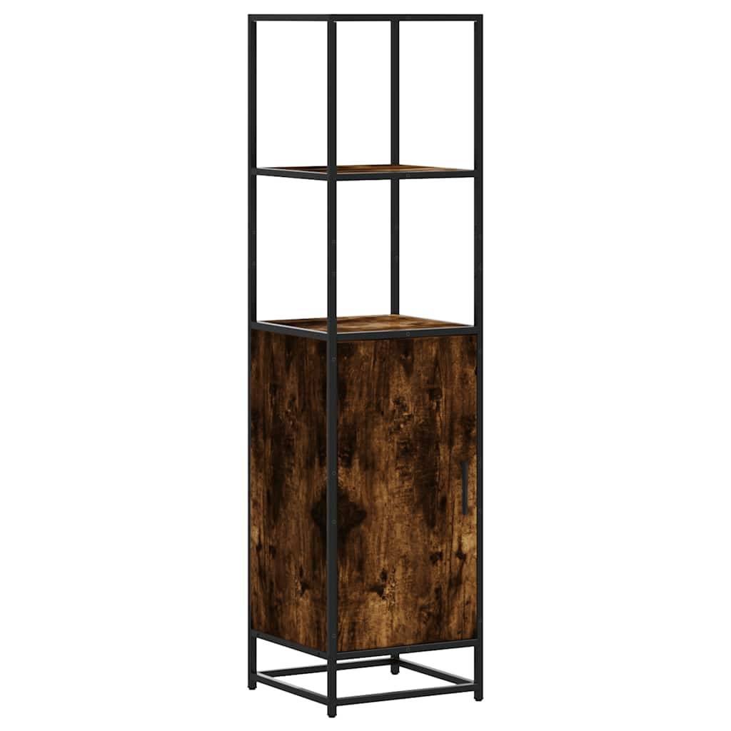 vidaXL Highboard Räuchereiche 35,5x35x139 cm Holzwerkstoff Metall