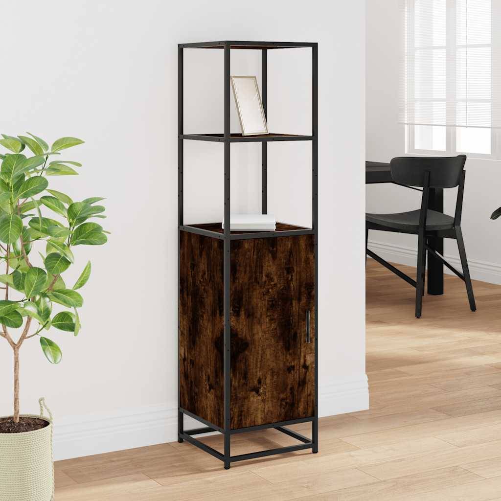 vidaXL Highboard Räuchereiche 35,5x35x139 cm Holzwerkstoff Metall