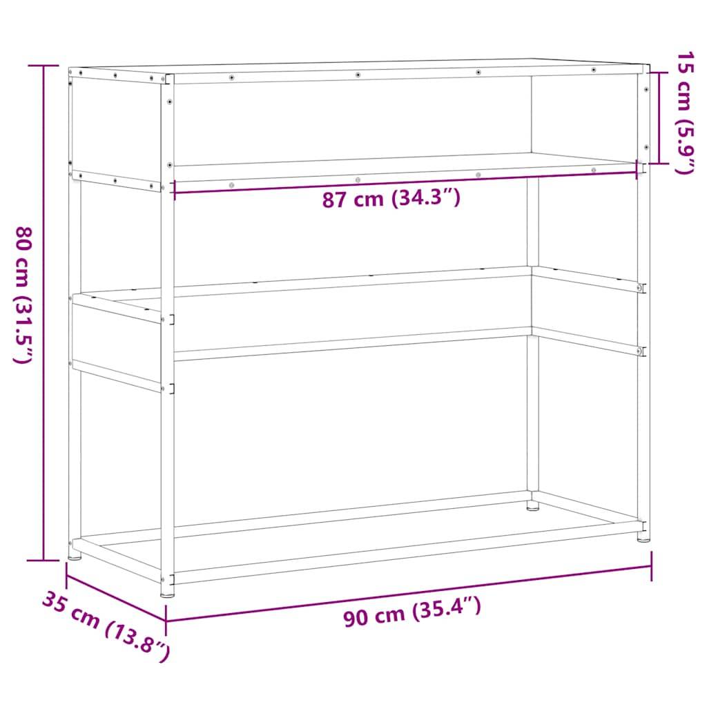 vidaXL Konsolentisch Räuchereiche 90x35x80 cm Holzwerkstoff