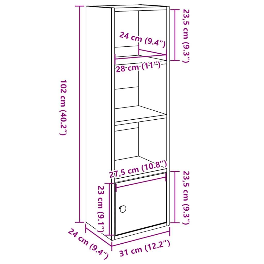 vidaXL Bücherregal Grau Sonoma 31x24x102 cm Holzwerkstoff