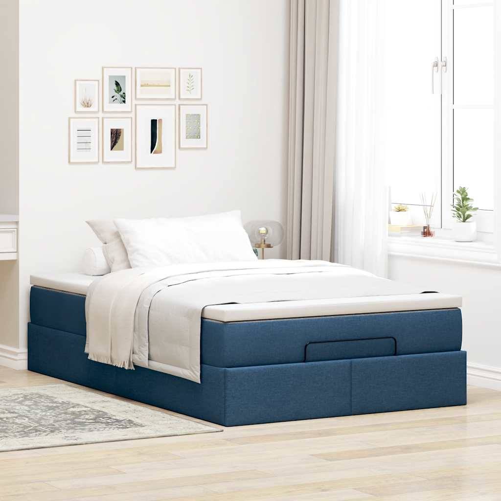 vidaXL Ottoman-Bett mit Matratze Blau 120x200 cm Stoff